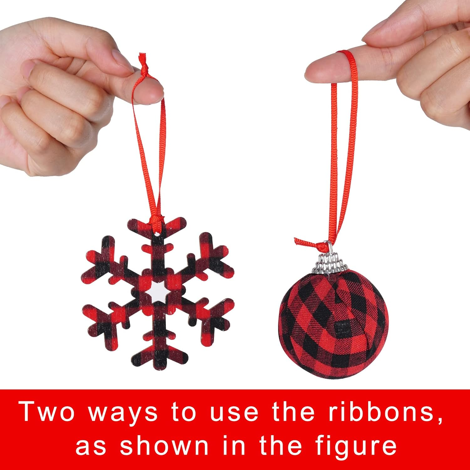 100 Pcs Red Christmas Ornament Ribbon, Polyester Fiber, 11X0.12 Inches, 100 Count, Christmas Hanging Ornaments - Green image number 7