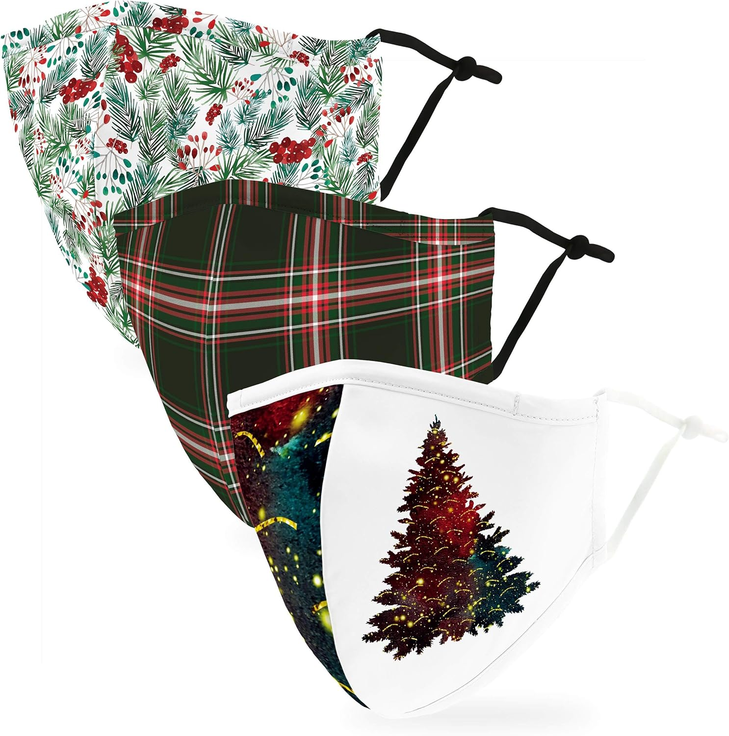 Weddingstar 3 Pack Washable Cloth Face Mask Reusable and Adjustable with Filter Pocket Kids and Adult Sizes