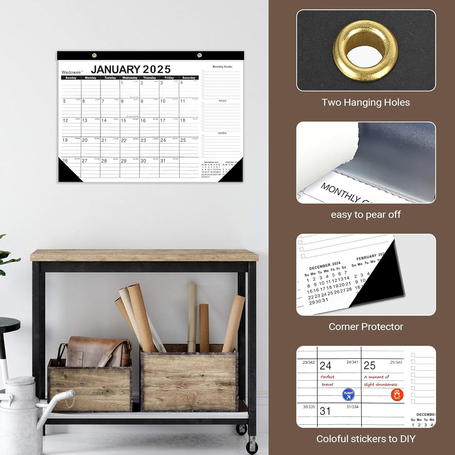 Wall Calendar 2025-2026 with Holiday Reminder, 18 Months Desk Calendar Runs from January 2025 to June 2026 - Large Desktop/Wall Monthly Calendar Planner for Home School, or Office Daliy Plan 43 X 30Cm image number 5
