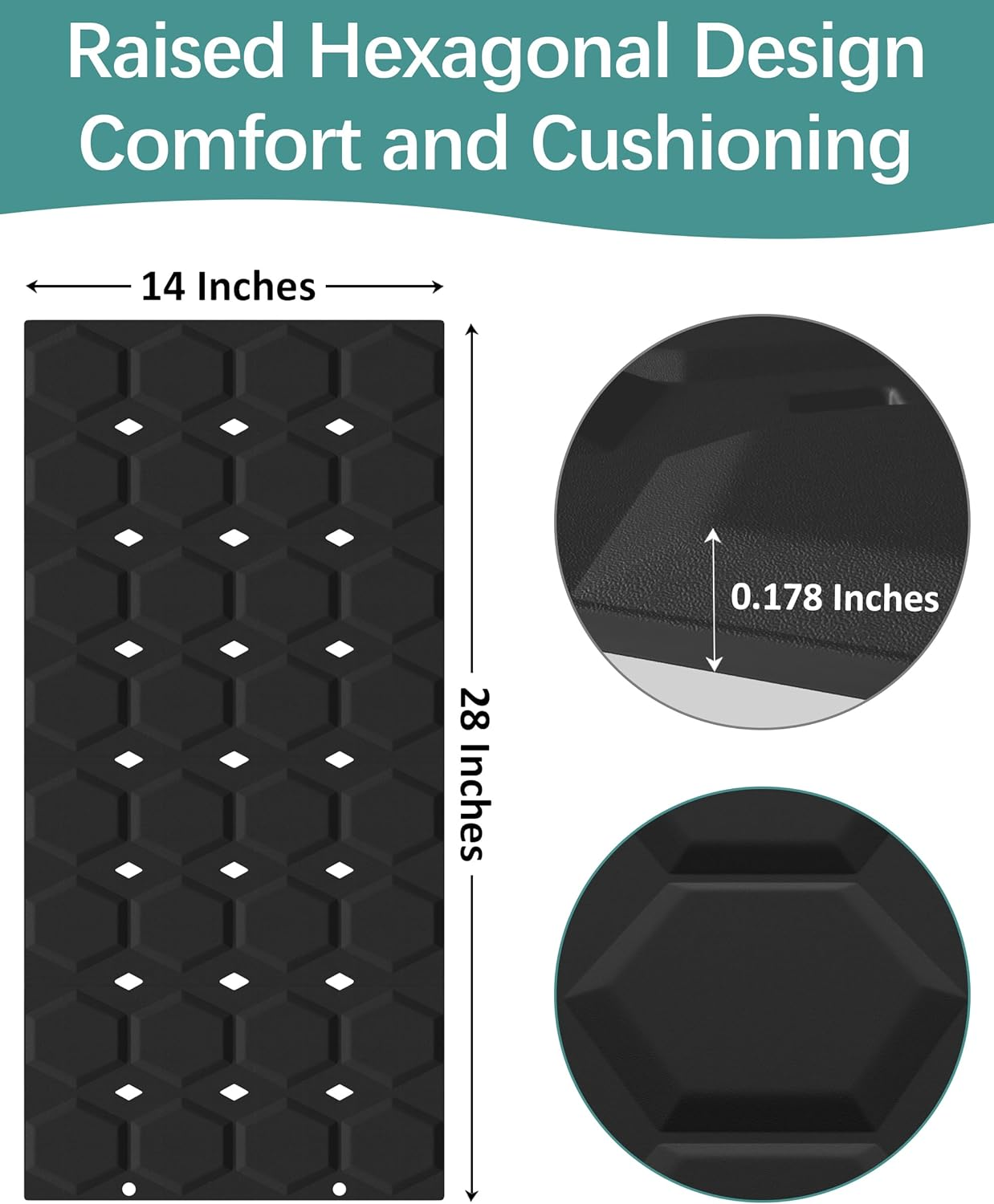 Non-Slip Shower Mats for inside Shower， 14 X 18 Inch Silicone Bathtub Mat Non-Slip, Bath Mat for Tub with Suction Cups, Drain Holes Bath Tub Mat (Black) image number 4