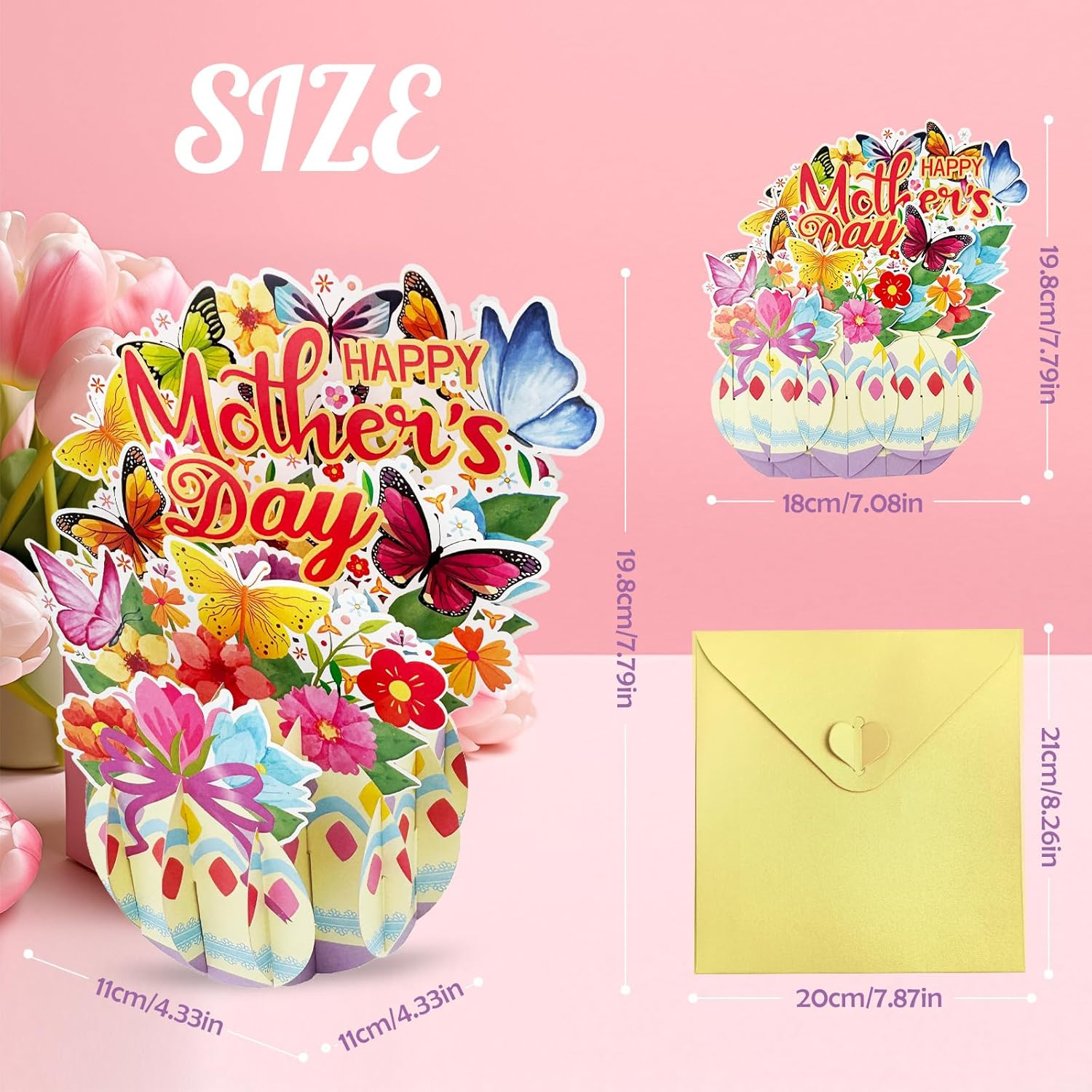Bighan Pop up Happy Mother'S Day Card, 3D Mother'S Day HAPPY MOTHER'S DAY Pop up Greeting Boxed Cards Anniversary Pop up Cards for Women A image number 3