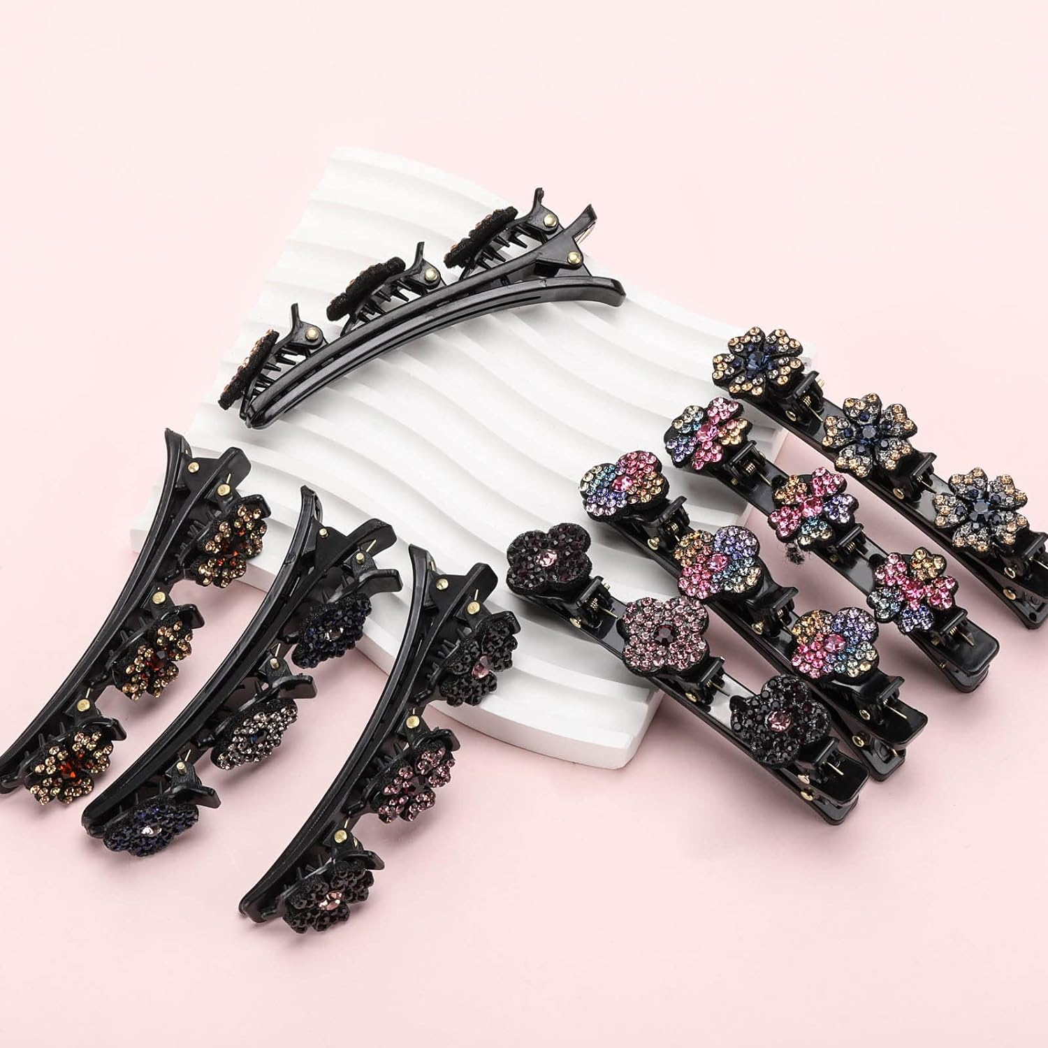 8 Pcs Rhinestone Duck Billed Clips Crystal Hair Clips Flowers Hair Pin Sparkling Hair Barrettes Styling Decorative Accessories for Women and Girls image number 2