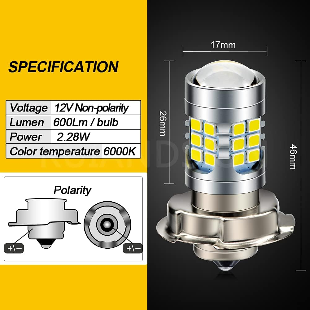 Ruiandsion H6M LED Headlight Bulb DC 12V P15D-25-1 Super Bright 2835 30SMD Chips P15D Motorcycle LED Headlight Bulb with High Low Beam,White image number 3