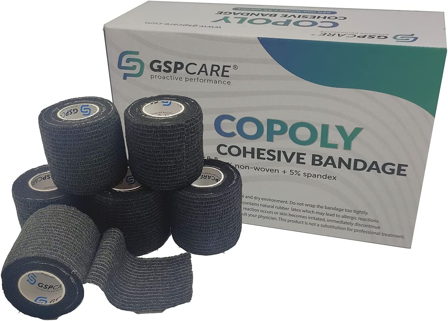 Self Adherent Cohesive Wrap Bandages Non-Woven Bandage Rolls 6 Count 5Cm*4.5M (Black) image number 2