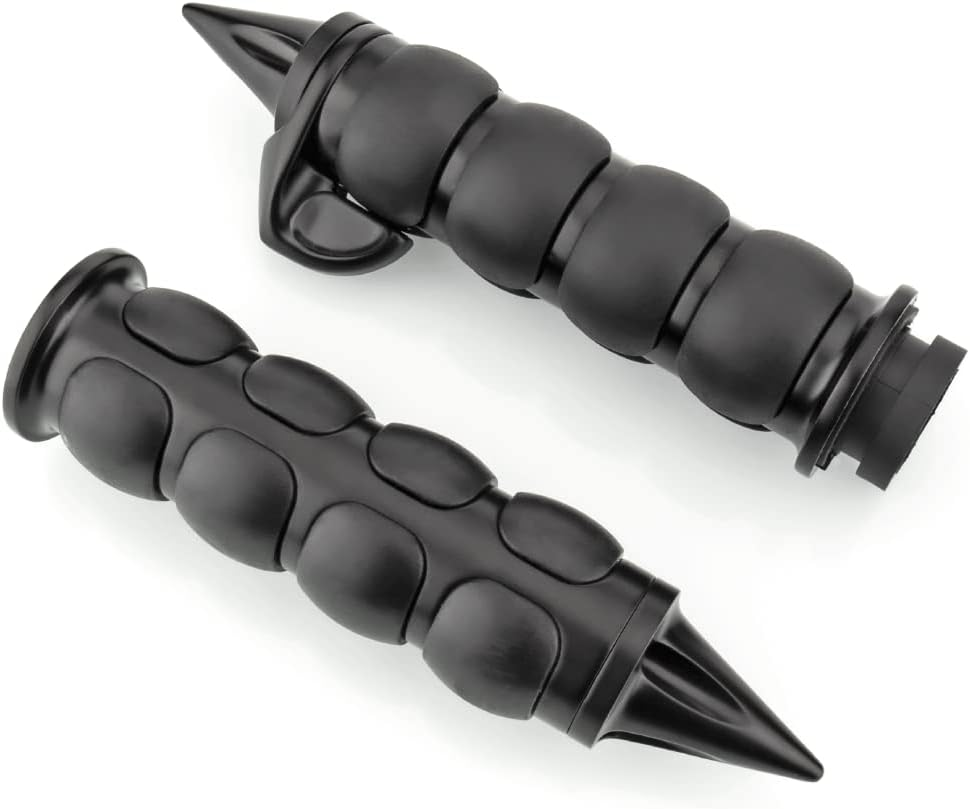 Motorcycle Hand Grips 1 Inch Handlebar Throttle Grips 25MM Chrome Black Aluminum Rubber Compatible with Harley Davidson Dyna Sportster Road King Street Glide Fat Boy Honda Shadow VTX