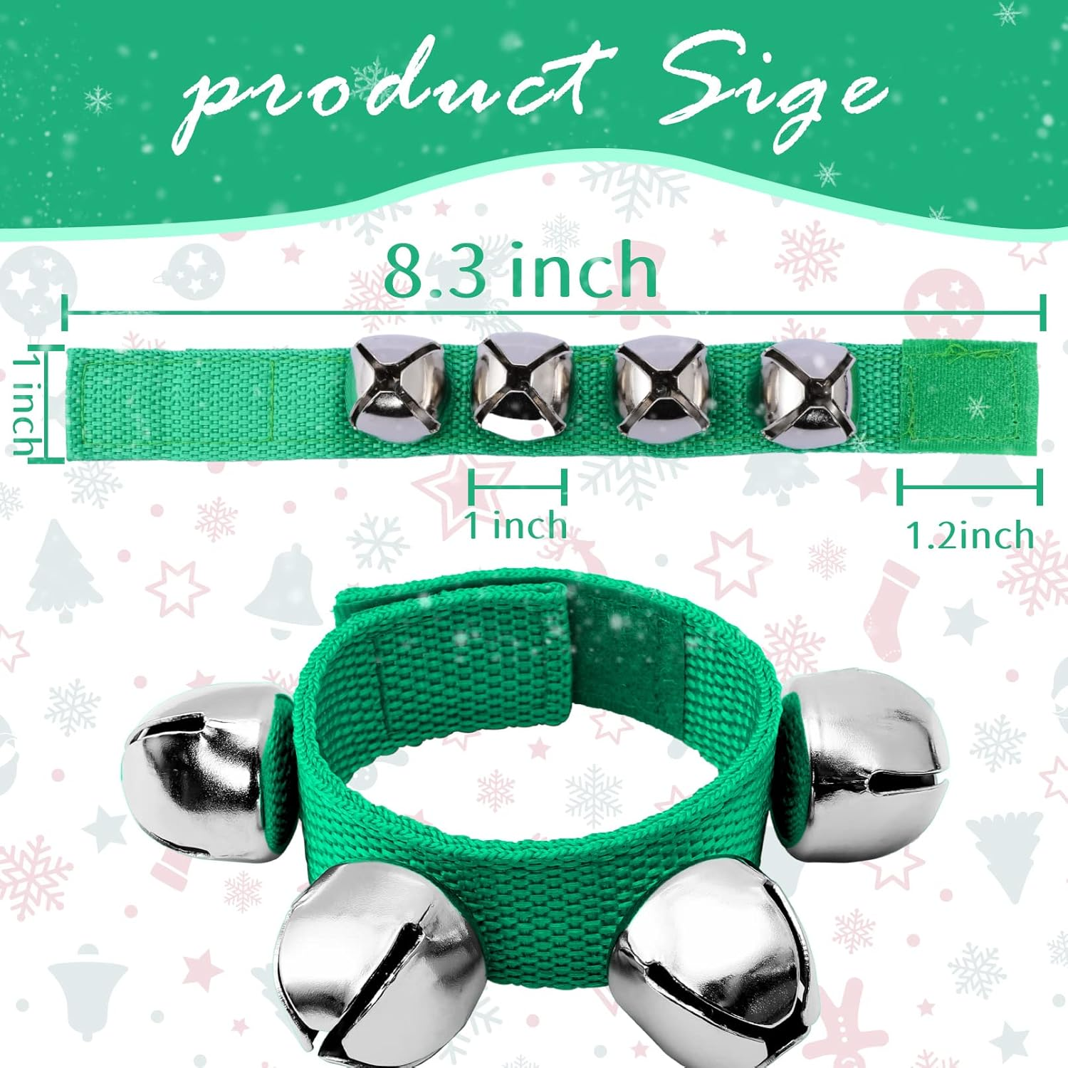 24PCS Wrist Band Jingle Bells,12 Colors Wrist Bells Ankle Bells,Rhythm Instrument Percussion Party Favor Wristband Bell,Jingle Bell Musical Instruments Kid HWD1209 Black/Green/Orange/Purple image number 2