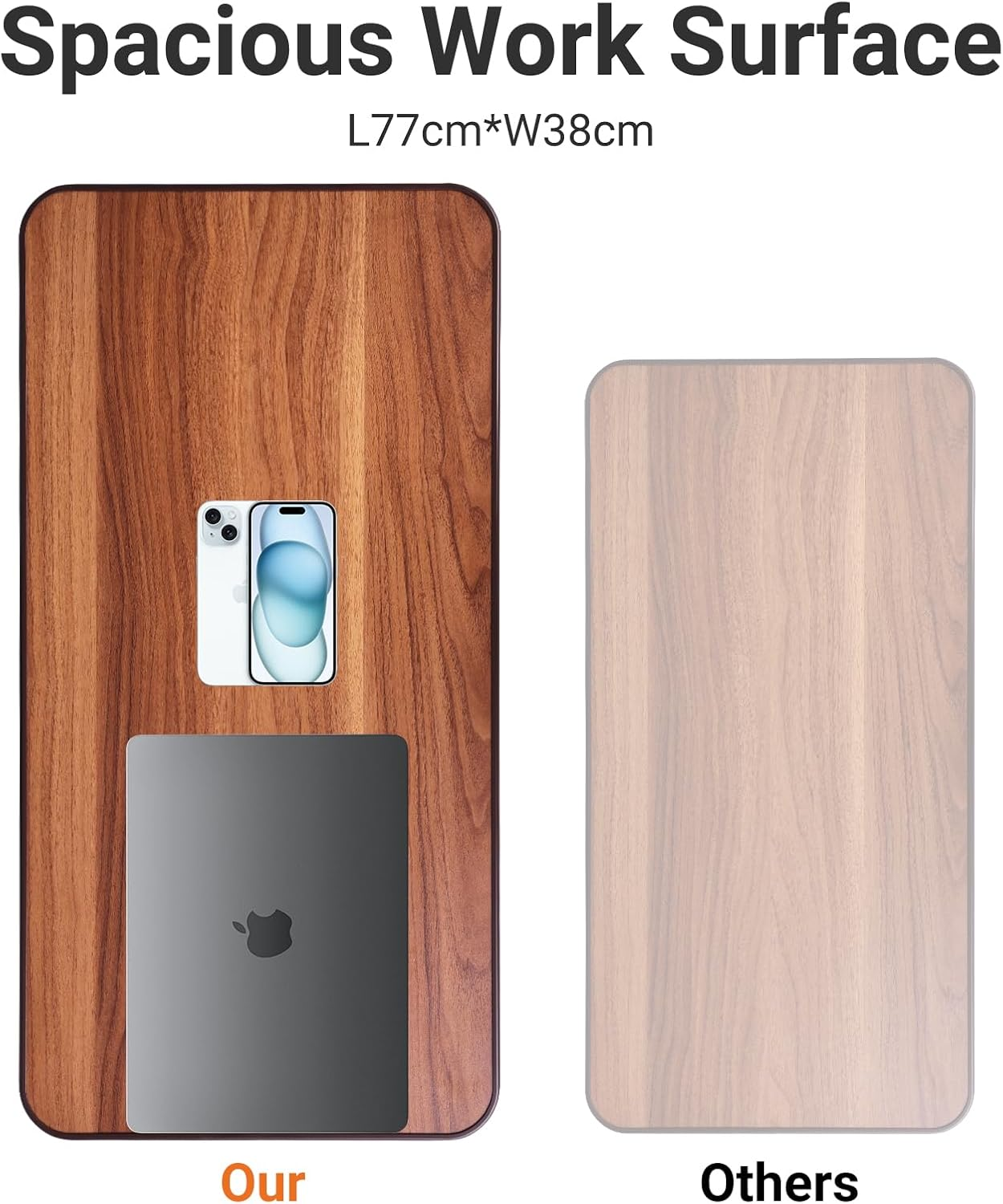 Altus Overbed Table Gas Lift Mechanism Steel Frame Laminate Top Walnut image number 2