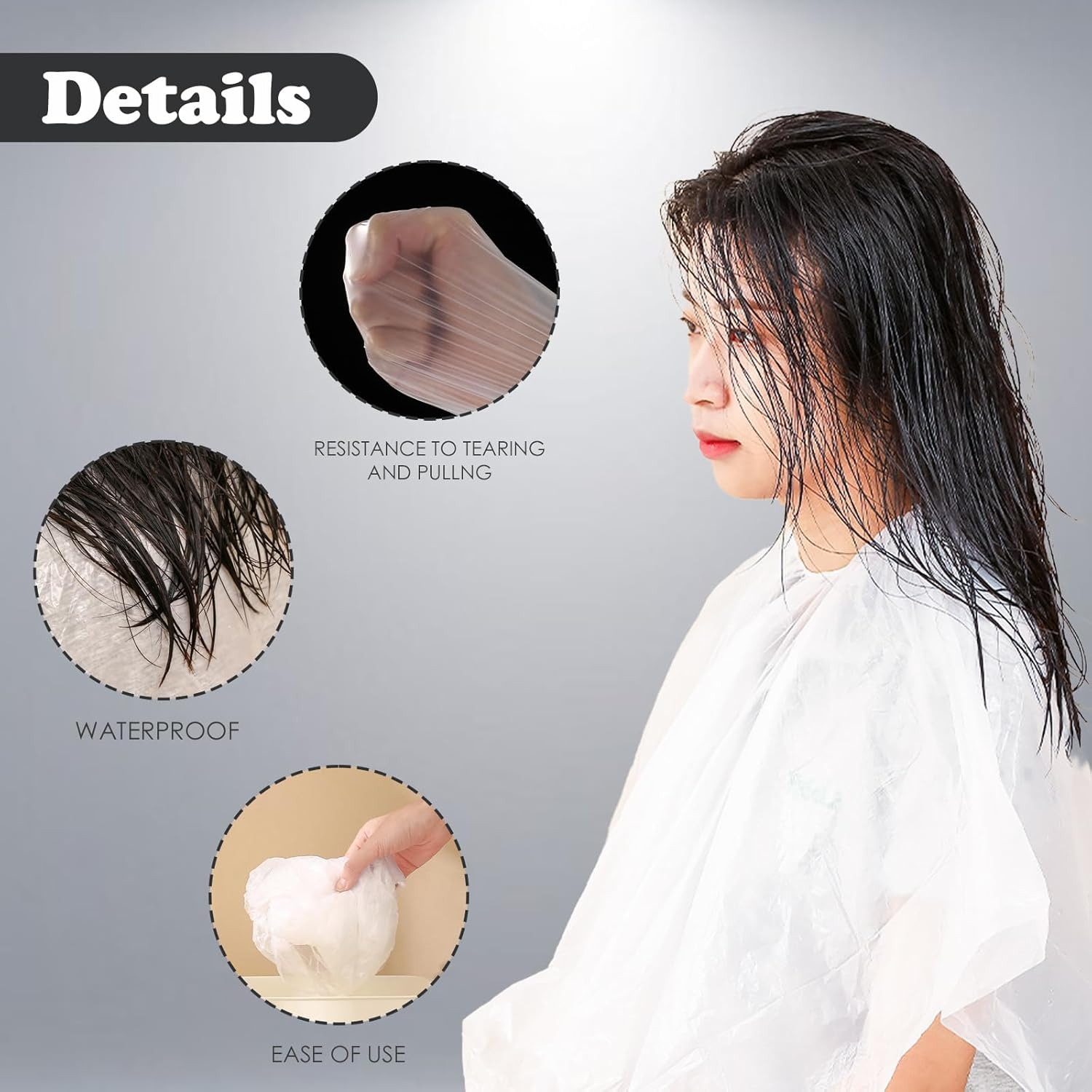 20Pcs Disposable Waterproof Hair Color Capes - Hair Dye and Styling Bibs for Home and Salon Use image number 4