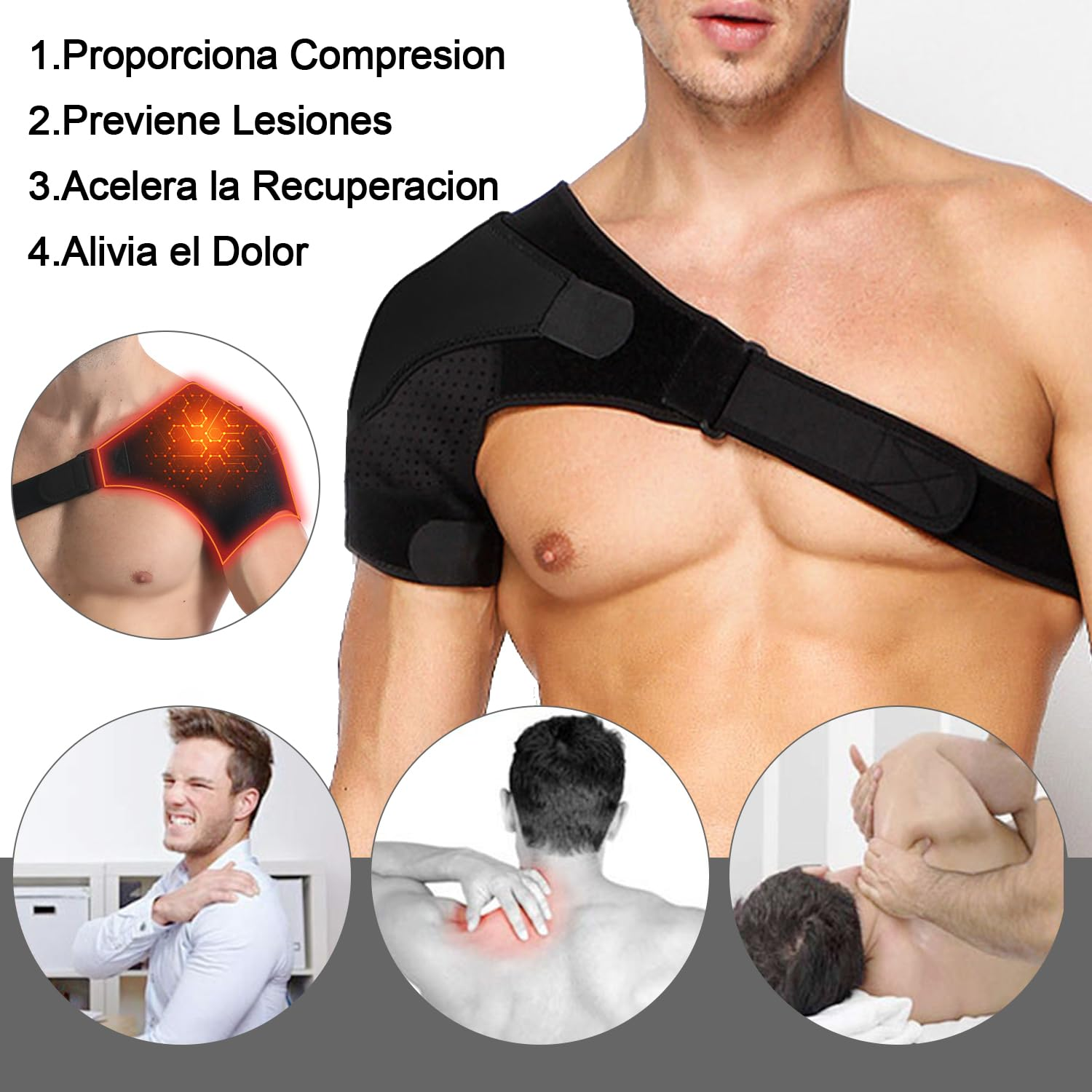 Shoulder Brace,Adjustable Shoulder Brace,Shoulder Support Brace,Torn Rotator Cufffor Men and Women,Prevention Tendonitis, Dislocation, AC Joint, Bursitis, Labrum Tear, Pain, Left/Right