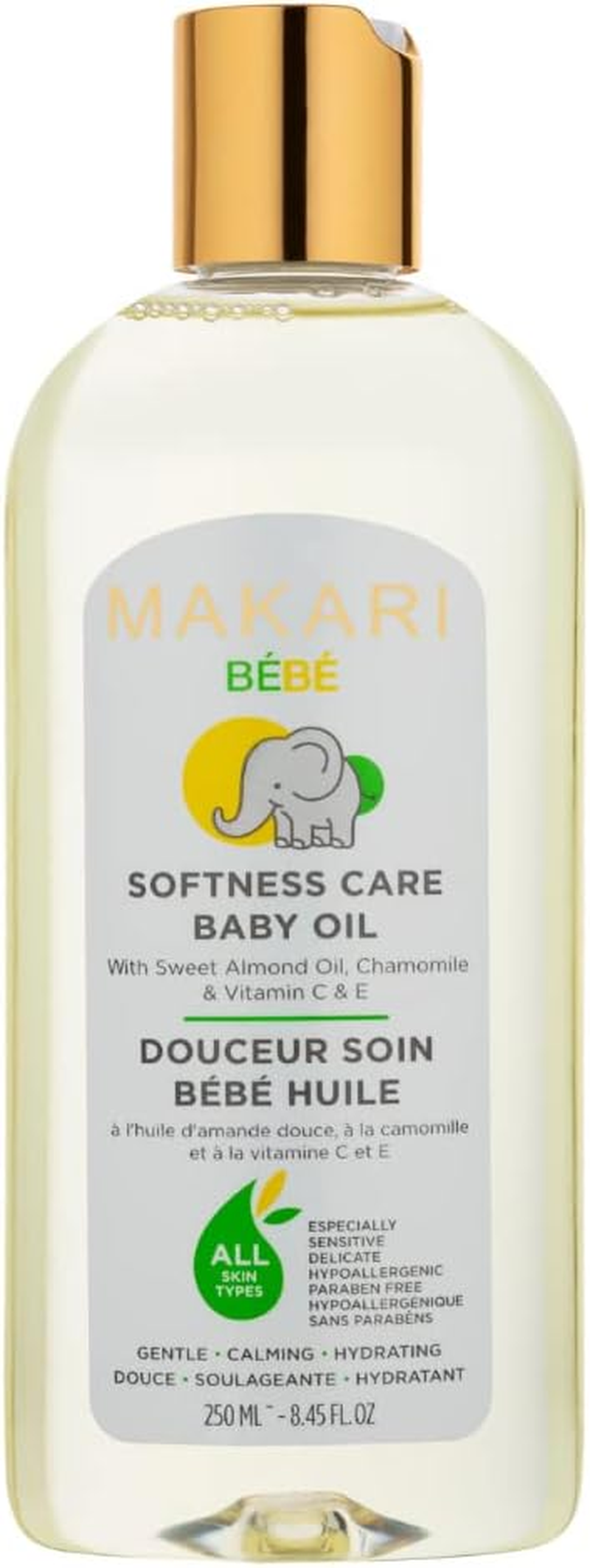 Makari De Suisse Softness Care Baby Oil, Sweet Almond & Chamomile, Vitamins C & E, Pediatrician Approved, Hypoallergenic, Paraben-Free, Moisturizing & Calming, Nourishing for Sensitive Baby Skin, 250Ml (8.45 Fl Oz) image number 2
