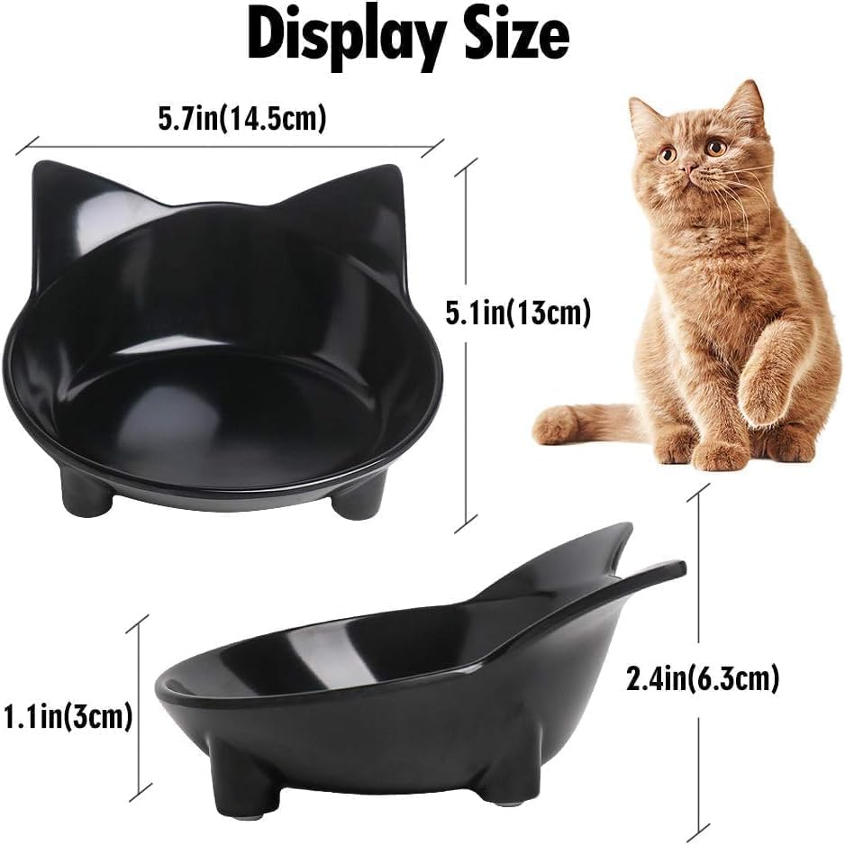 Mumoo Bear Cat Bowls Cat Food Bowl Non Slip Pet Bowl Shallow Water Bowl to Stress Relief of Whisker Fatigue, Dog Bowl Dish Cat Feeding Wide Bowls for Puppy Small Animals (Pack of 3) image number 2