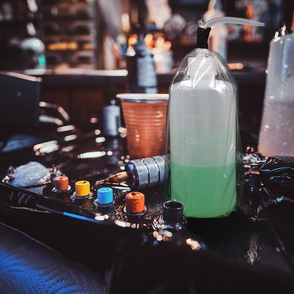 200Pcs Disposable Tattoo Wash Bottle Bags Covers Sleeves for Machine Accessories, Supplies, Kits (Clear)