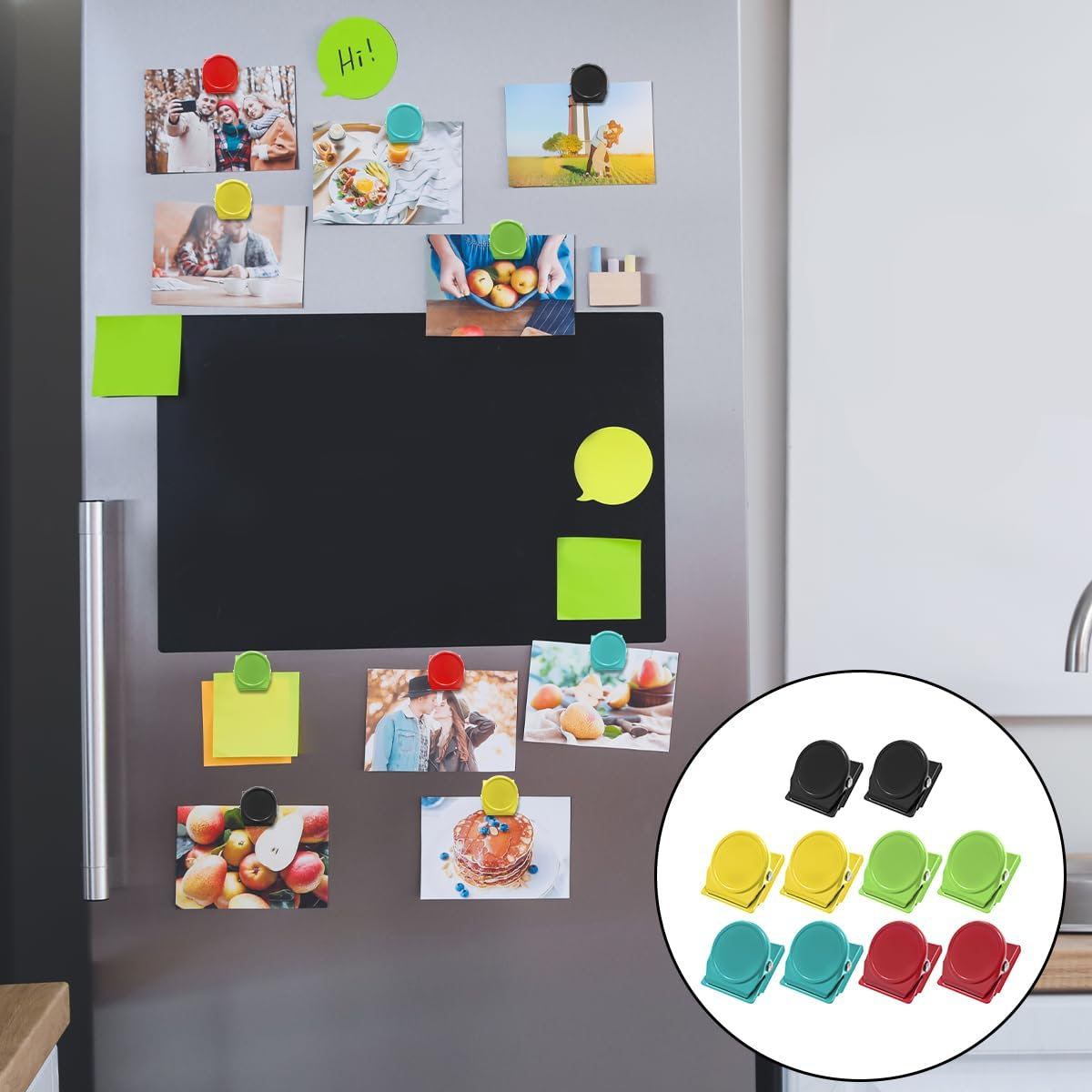 Magnetic Clip, 10 PCS Fridge Magnet Metal Clips for Home, School, Hanging Photos (5 Colors) image number 2
