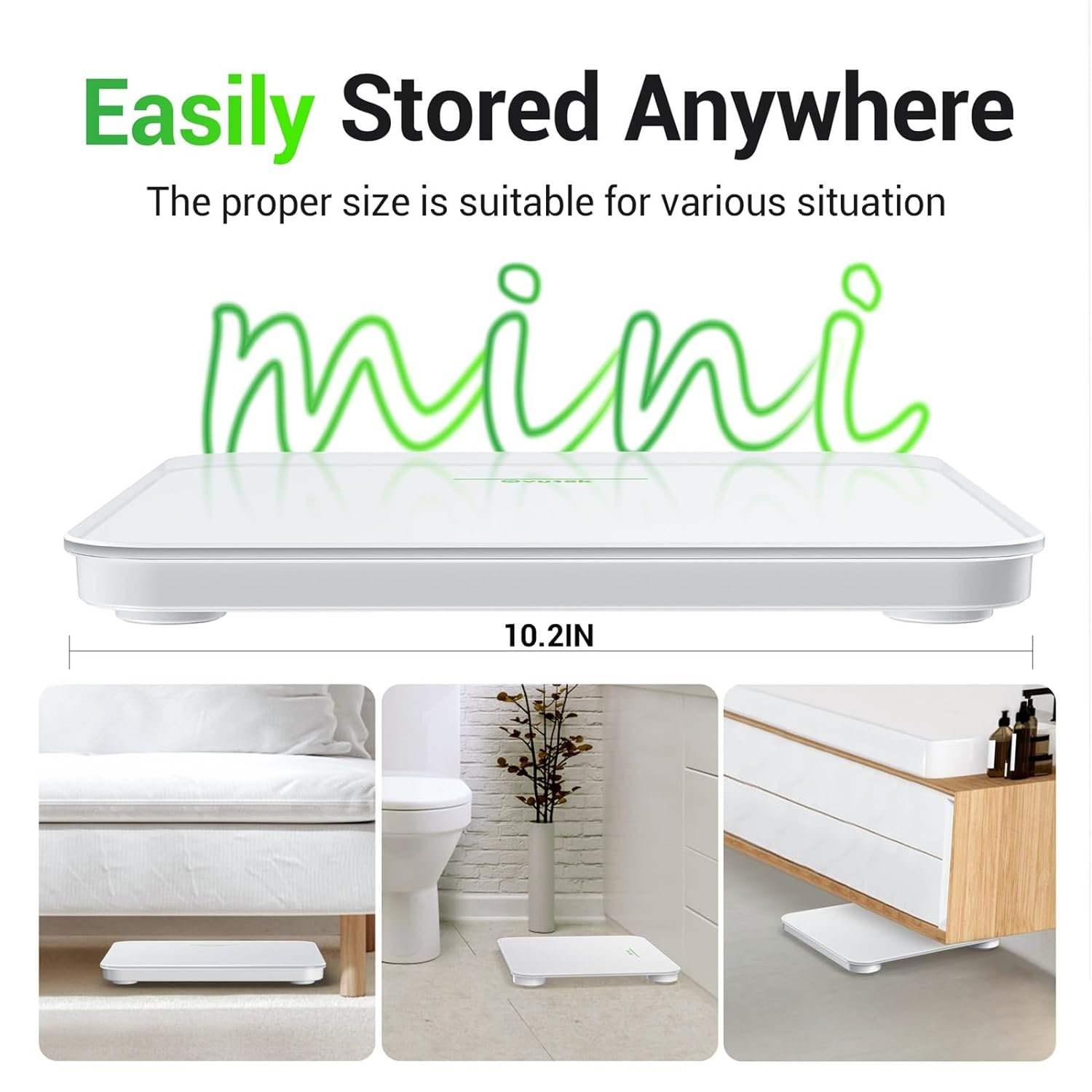 Ovutek Bathroom Scale for Body Weight, Highly Accurate Digital Weighing Machine for People, Upgraded Batteries Included, Compact Size, LED Display, High Standards Sturdy Tempered Glass, 400Lb, White image number 6