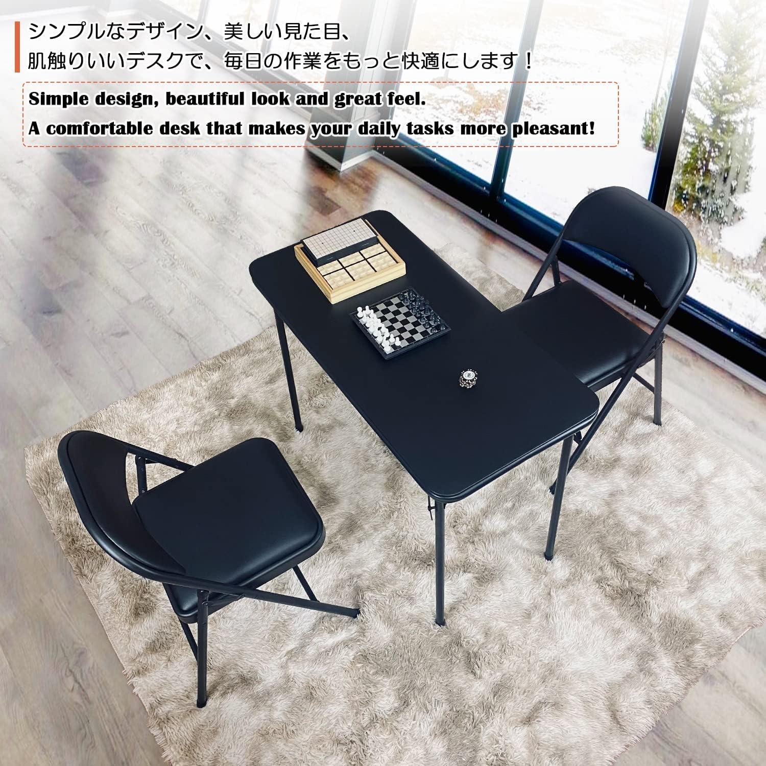 KAIHAOWIN Metal Folding Table, Small Foldable Desk with Vinyl Top, Powder-Coated Steel Legs, Compact Lightweight Portabletable for Craft/Dinner/Writing-No Assembly Require