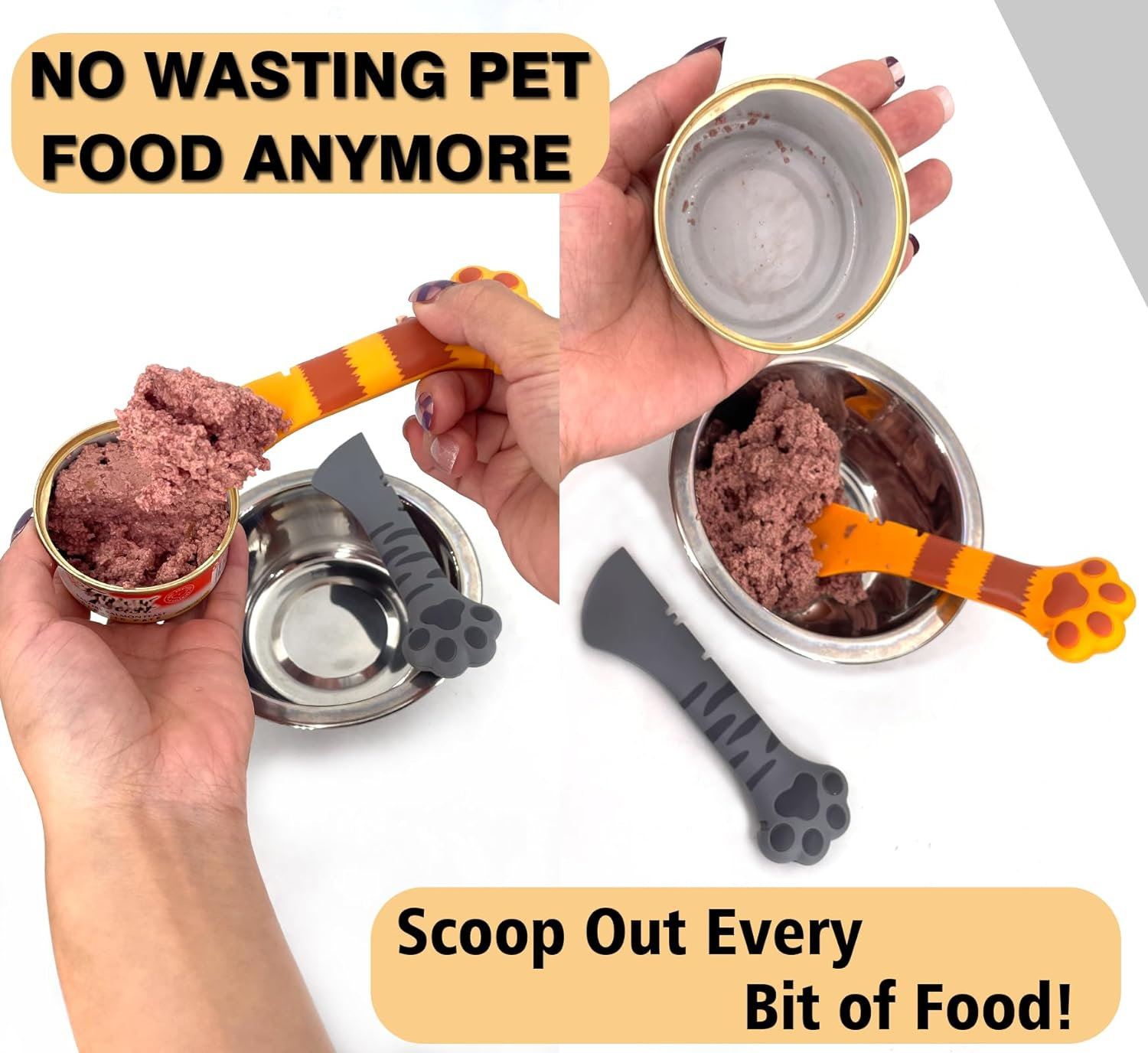 2 Pack Dog Cat Food Spoon, Cute Paw Cat Food Spoon for Wet Food, Silicone Pet Food Can Opener Spatula Scoop Mixing Spoons for Dog Cat Canned Food image number 5