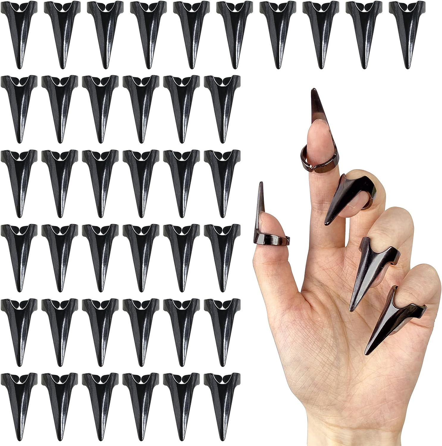 XIPEGPA 40 Piece Full Finger Set Claws Rings Vintage Metal Ring Finger Claws for Cosplay Gothic Talon Nail Art Holiday Party, Metal
