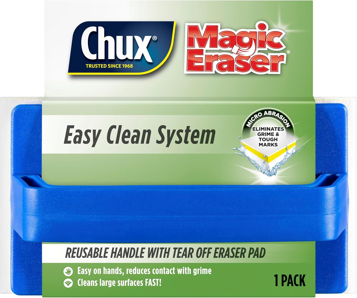 Chux Magic Eraser Easy Clean System, Reusable Handle with Tear off Eraser Pad, 1 Count image number 2