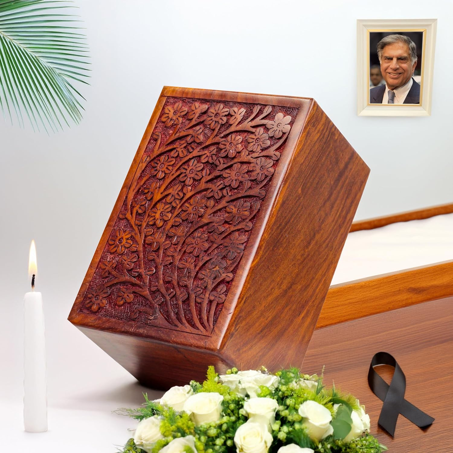 Artisans Crafted Premium Rosewood Decorative Hand Carved Wooden Urns | Carved with Precision | Memorial Wooden Urns for Loved Ones | Nagina International (Xx-Large) image number 6