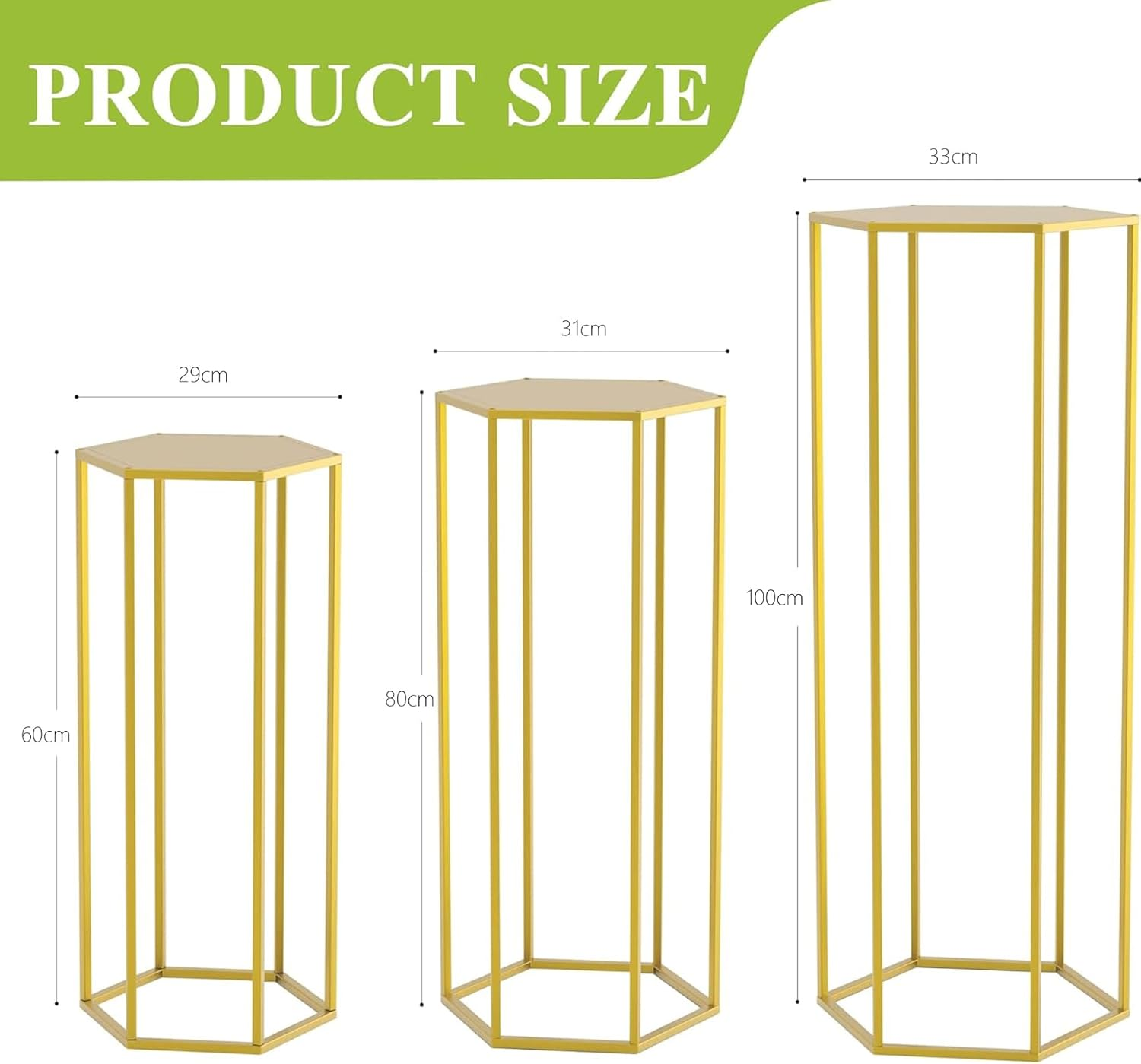 Hexagon Pedestal Stand for Party, round Cilindros Para Flower Plant Fiestas, Metal Display Cylinder Cake Tables Stands for Parties Wedding Birthday Living Room Patio Decor, Gold Set of 3 image number 5