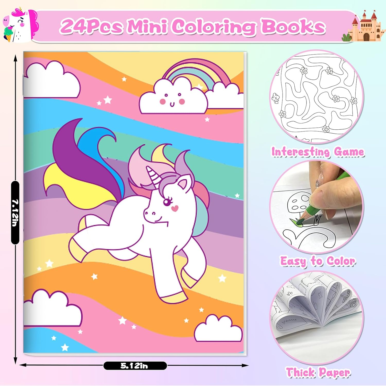 24Pcs Magic Horse Mini Coloring Books for Kids Party Favors Bulk Gift Small Art Unicorm Drawing Activity Book for Birthday Goodie Bags Stuffer Filler Holiday Kindergarten School Classroom Supplies image number 5