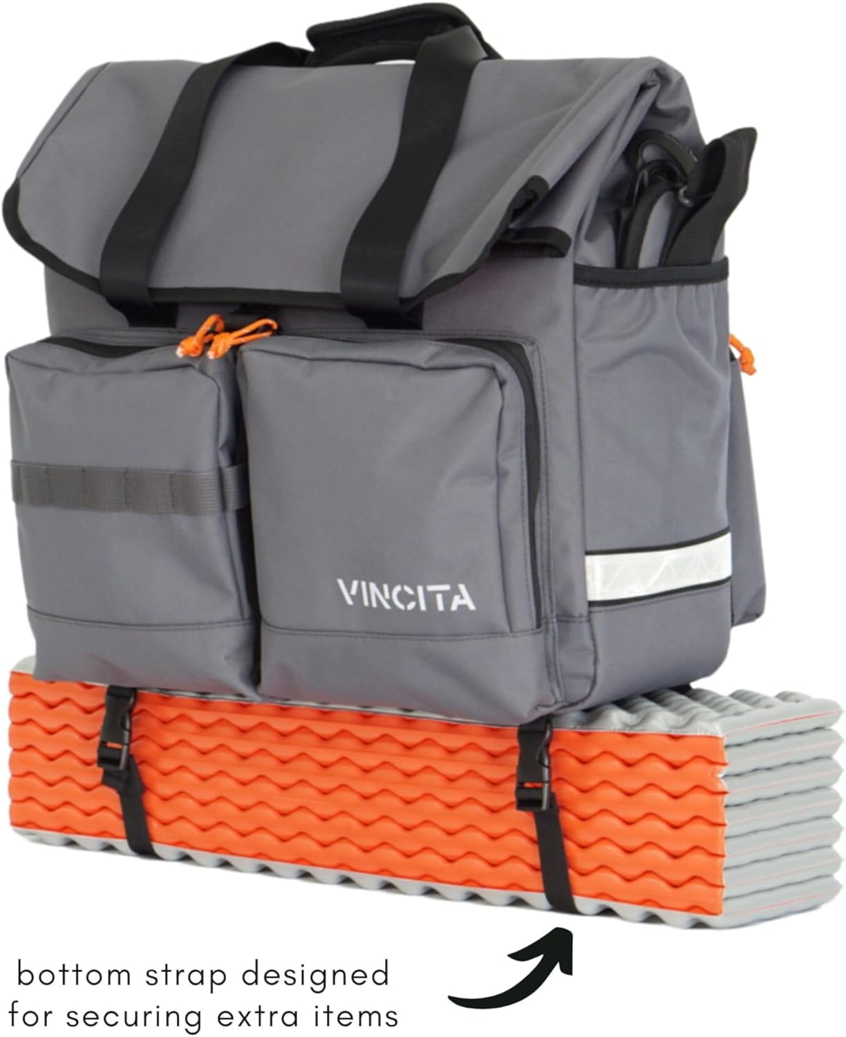 Vincita Large Black Minimal Brompton Bike Bag Accessory - with Laptop Compartment, Rain Cover, Shoulder Strap & Frame Mount image number 5