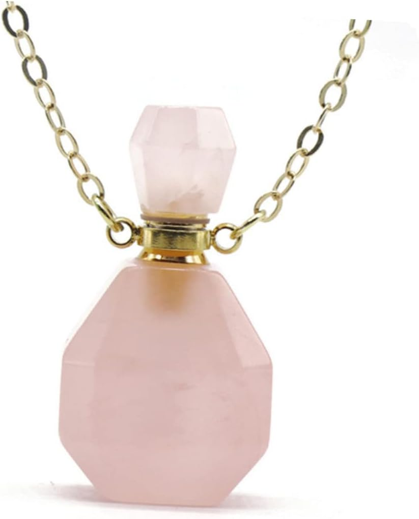 Pendants for Necklaces Crystal Pendants Amethyst Portable Perfume Container Glass Bottle for Essential Oils Accessories White Perfume Container Wishing Bottle image number 2