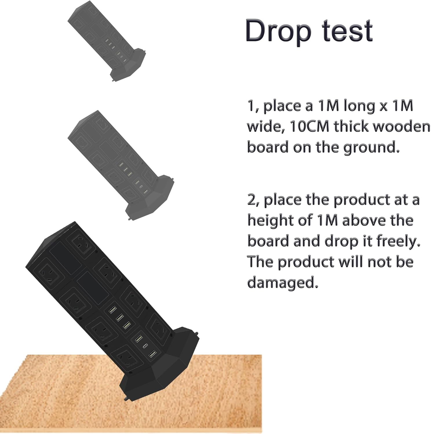 Tower Power Strip USB Surge Protector Socket 16 AC Outlets with PD USB C Ports 40W Chargers 2M Long Extension Cord SAA Certified Black image number 6