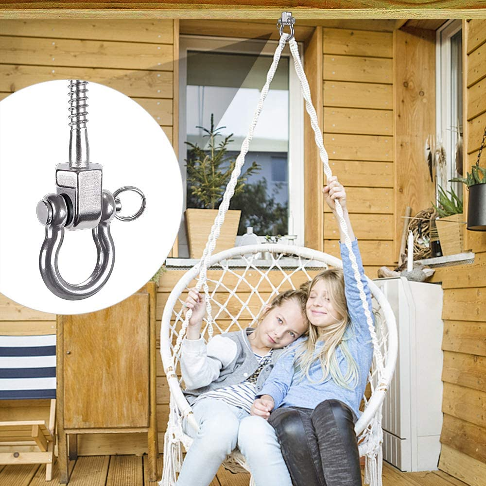 Besthouse Set of 2 Permanent Antirust Stainless Steel 304 Screw Bracket Heavy Duty Swing Hanger 1800LB Capacity, Indoor Outdoor Playground Yoga Hammock Chair Sandbag Punching Bag, Hardware Swing Sets image number 2