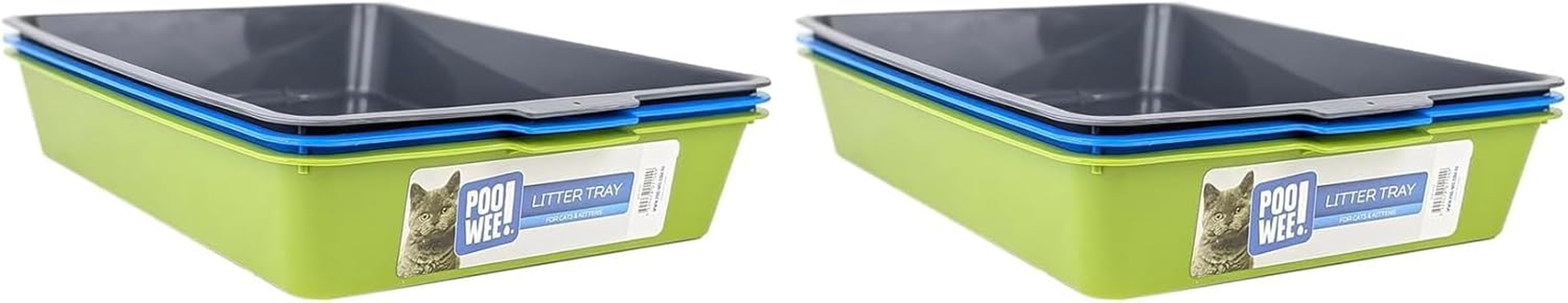 POOWEE! Plain Cat Litter Pan Large, 42X31X8Cm, Random Colour &ndash; Low-Sided Open Tray for Easy Access, Ideal for Kittens & Cats, Easy-Clean Plastic, Aussie Owned, Single Tray Included
