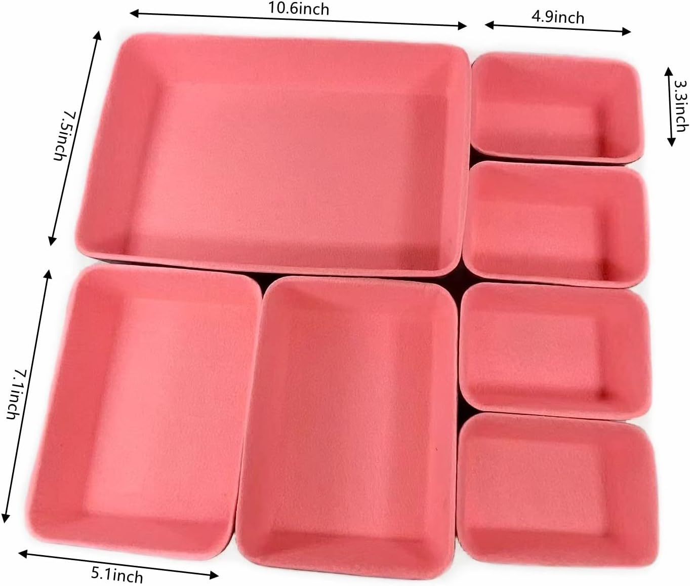 Desk Drawer Organizer, Felt Drawer Organizers Foldable Drawer Dividers Separators Storage Container for Makeup, Jewelries, Utensils in Bedroom Dresser, Office and Kitchen(7Pcs/Set) (Pink+Gray) image number 3