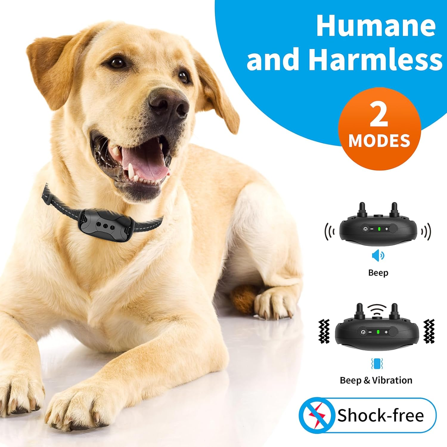 Dog Bark Collar - Rechargeable Smart anti Barking Collar for Dogs - Waterproof No Shock Bark Collar for Small/Medium/Large Dogs - anti Bark Collar for Dogs with 5 Sensitivity Levels (Black) image number 4