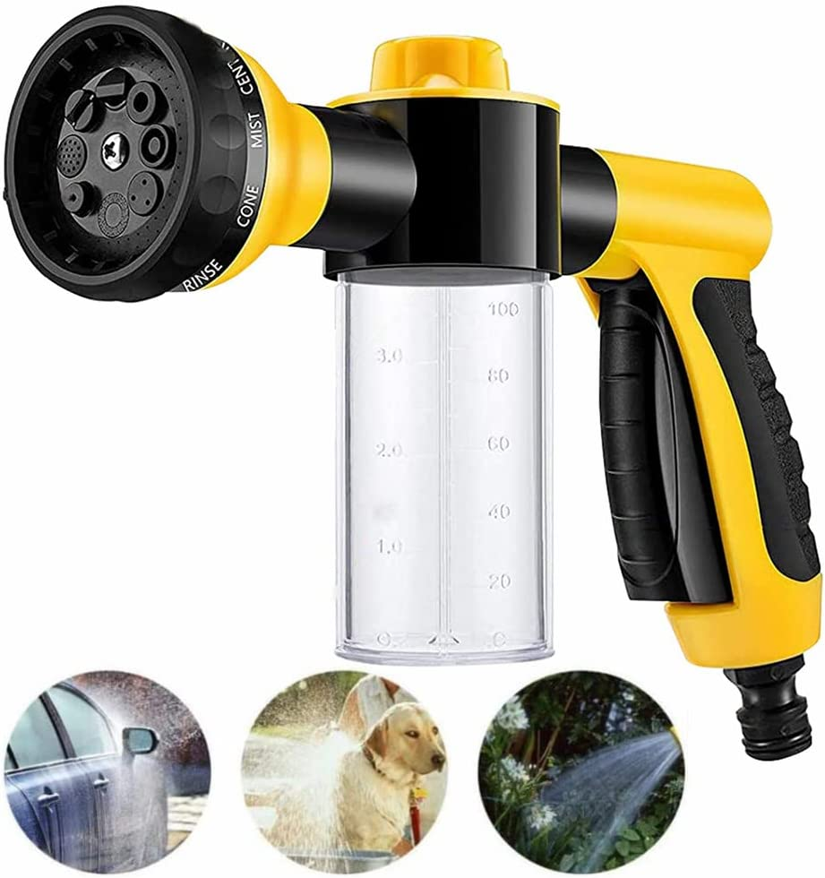 Foam Spray Nozzle for Garden Hose, High Pressure 8 Watering Pattern Foam Blaster - Car Water Gun Cleaning Tool for Watering Plants, Lawn, Patio, Car Wash, Cleaning, Showering Pet image number 2