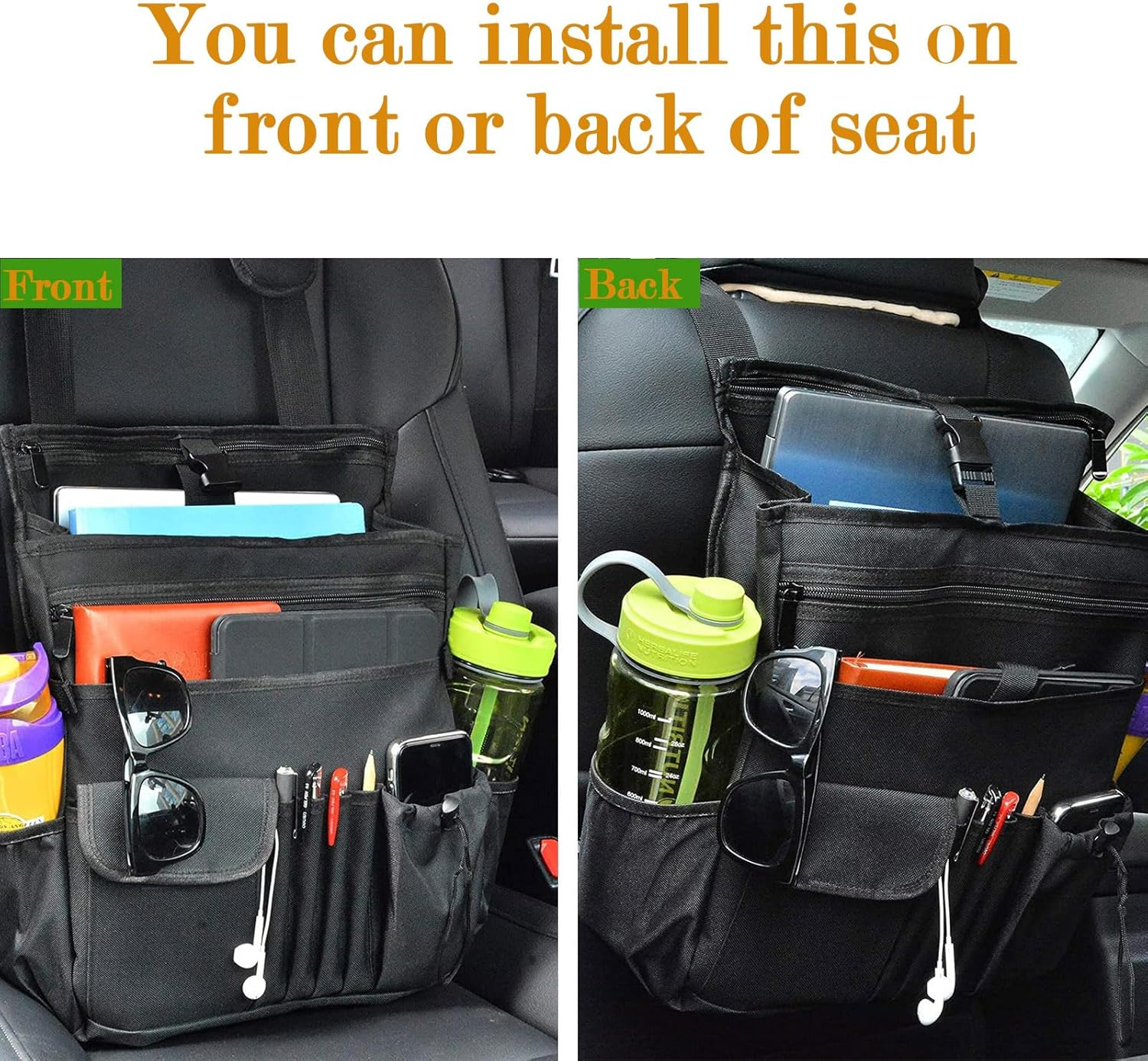 Car Seat Organizer,Car Organizer Can Be Hung or Carried over Both Shoulders,Backseat Cars Organizer with Laptop Storage or Car Truck Trunk Van image number 1
