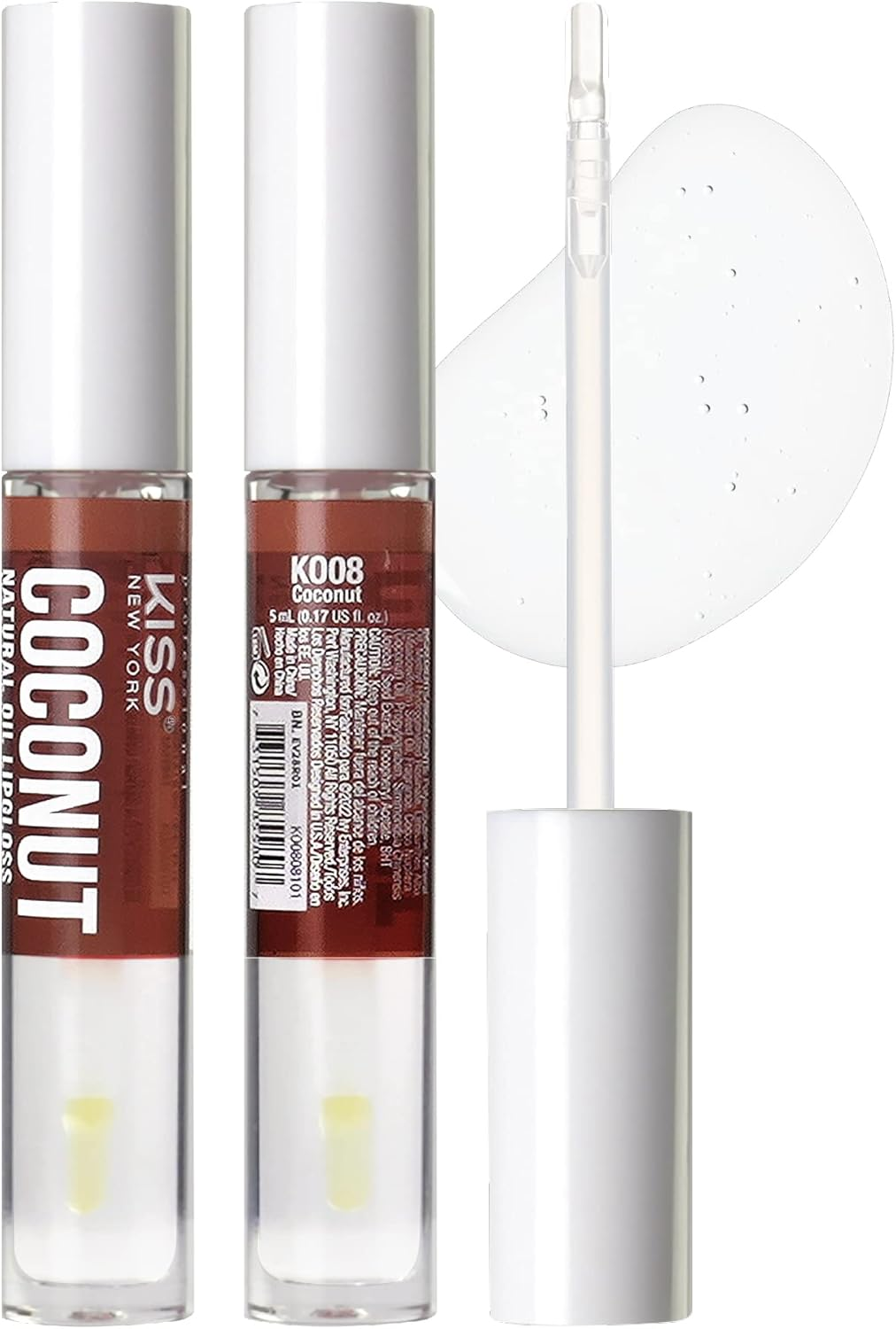 Kiss New York 3 PACK Lip Oil Gloss, Hydrating Non-Sticky Lip Oil, 100% Natural Oil Clear Lip Gloss, Lightweight Lip Moisturizer (Gold & Honey & Coconut) image number 5