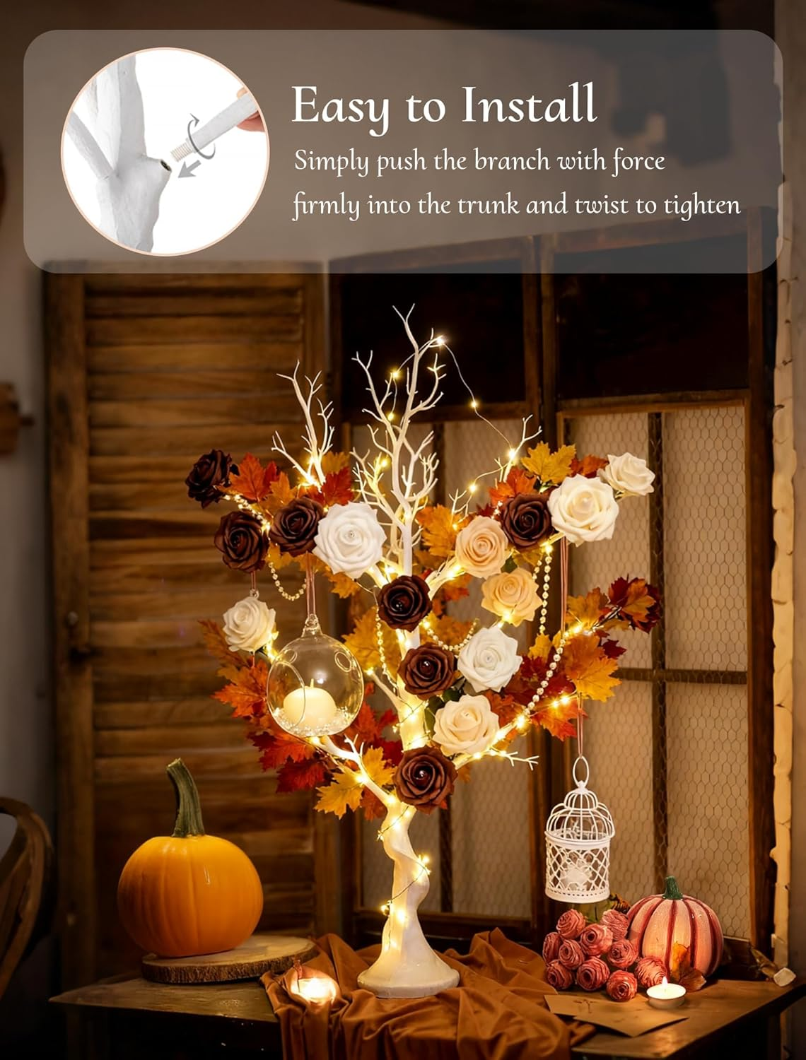 White Artificial Tree Branch Tree - 80 Cm High Christmas Tree for Table Decoration Tree Display Large Easter Tree Wishing Tree for Wedding Halloween Birthday Christmas Home Decoration image number 5