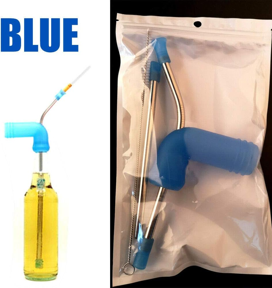 Beer Snorkel Funnel, Beer Bottle Chugger, Chug a Beer in 4 Seconds Flat, Made of Stainless Steel & Flexible Silicone, Perfect for House Parties, Tailgating, Bachelor Parties