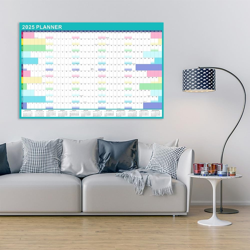 Geli 2025 Year Wall Planner Large 60X90Cm Laminated Wall Calendar with Stickers and Dry Wipe Pen image number 6