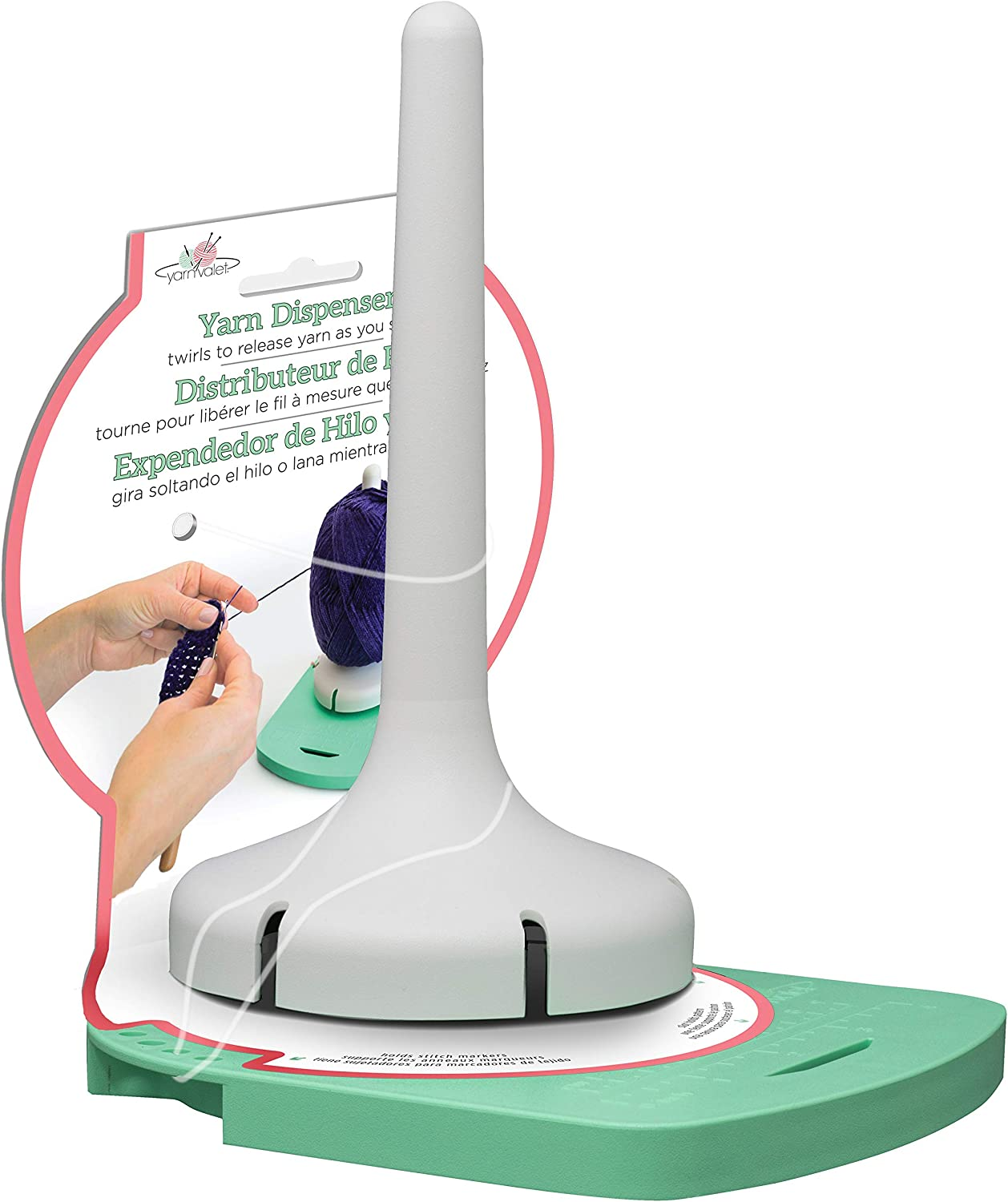 Yarn Valet Yarn Dispenser by &ndash; Non-Slip Base with Built-In Holder for Markers, Pattern and 4&rdquo; Gauge Ruler image number 3