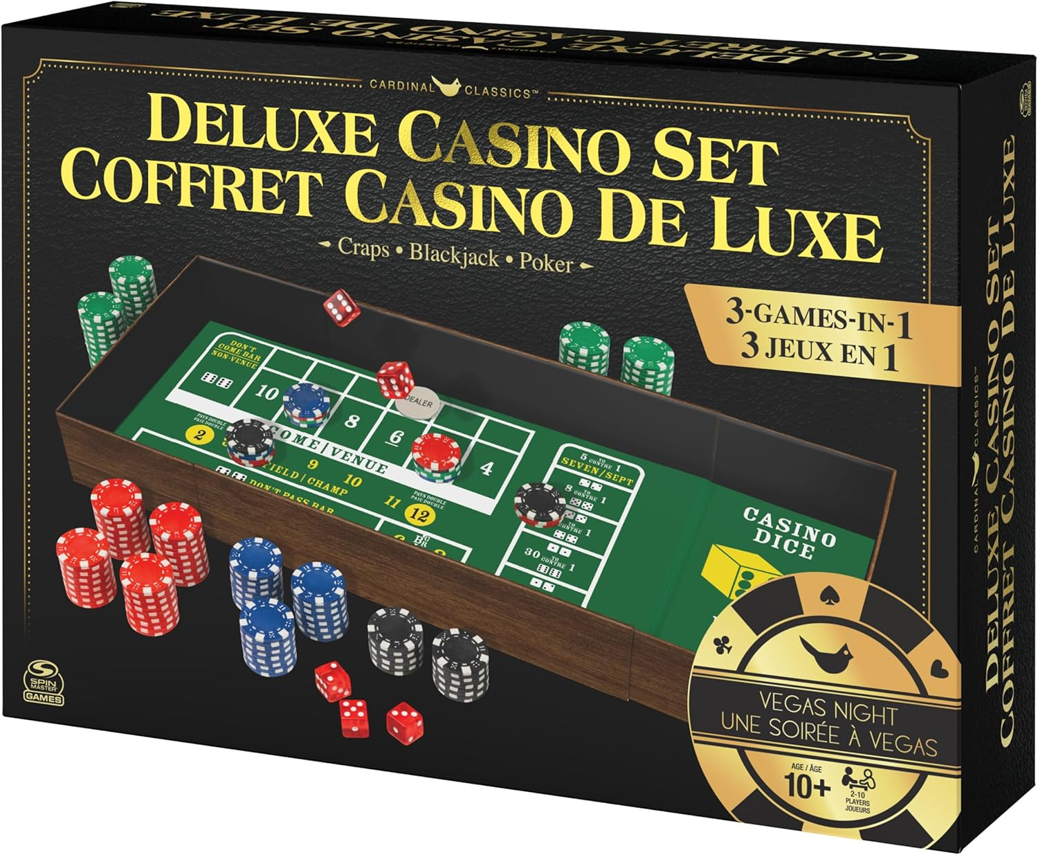 Deluxe Casino Set, 3 Classic Games in 1: Craps, Blackjack, and Poker, Classic Games for Ages 10 and Up image number 5