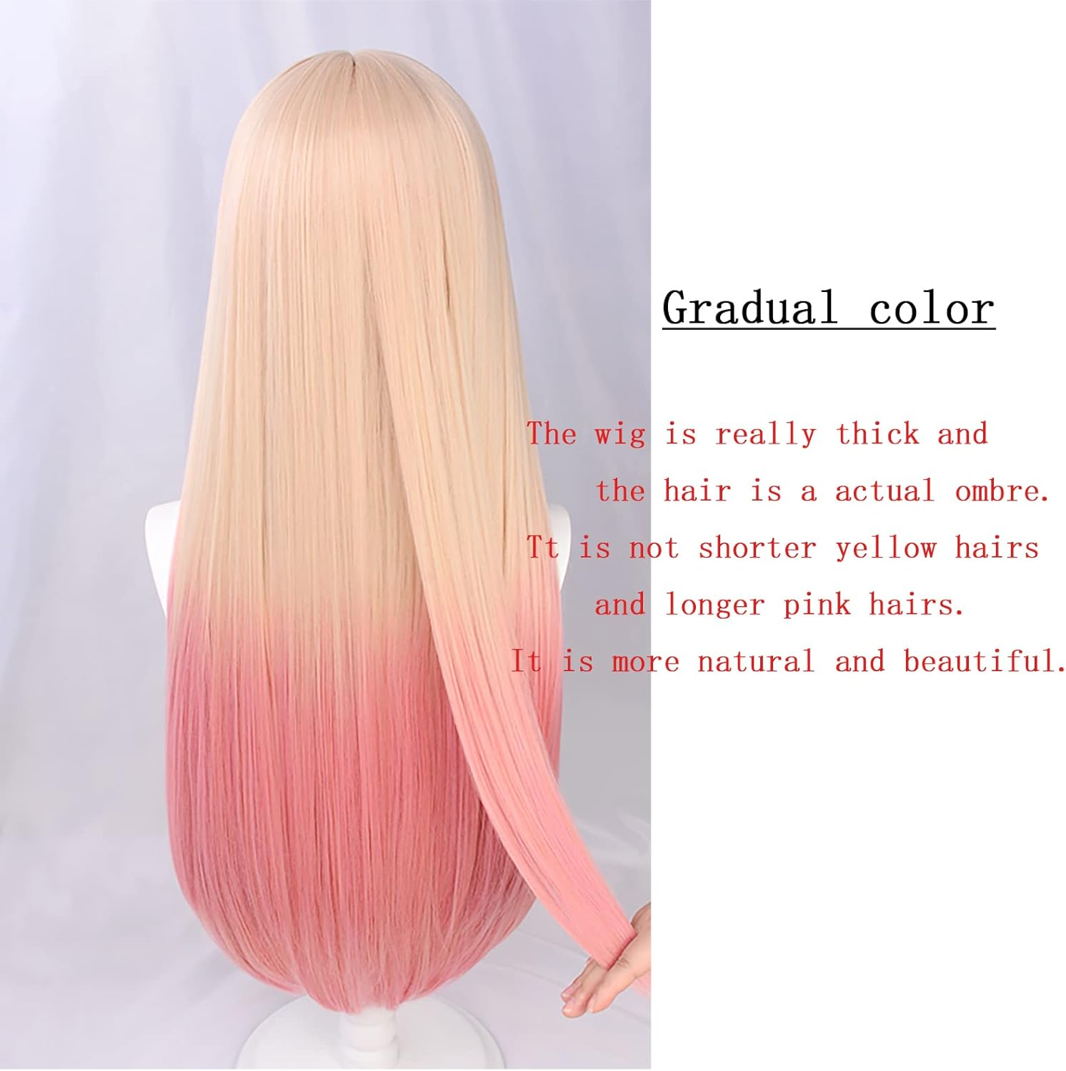 My Dress up Darling Cosplay Wig Yellow Pink Gradient Long Straight Actual Ombre (Kitagawa Marin) image number 4