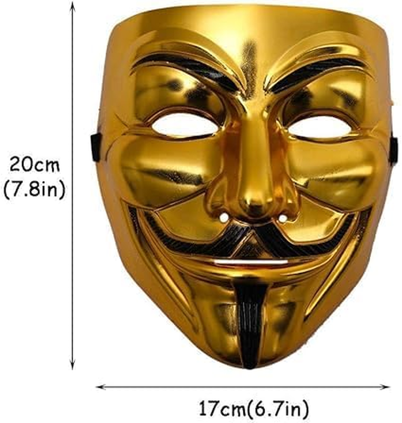 1PCS Guy Fawkes Mask -V for Vendetta， Anonymous Cosplay Party Mask for Halloween（Gold） image number 4