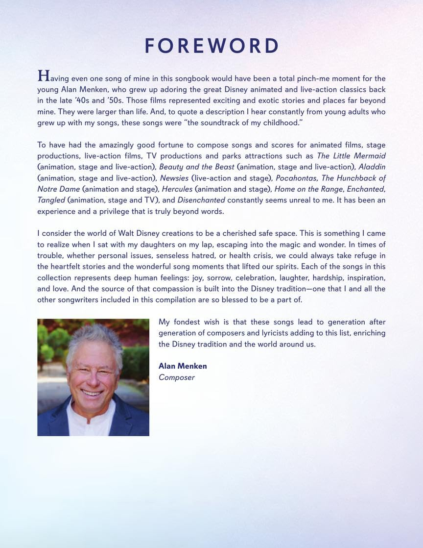 Disney 100 Songs: Songbook Celebrating the 100Th Anniversary of Disney Complete with Foreword by Alan Menken, Preface by Disney Historian Randy Thornton, & Colorful Artwork for Each Song image number 5