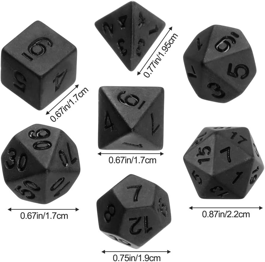 7Pcs Polyhedral Dice Set - Frosted Black Acrylic Dice for Tabletop Roleplaying Games, Includes D20, D12, D10, D8, D6, D4 - Ideal for RPG, Board Games, Party Props image number 6