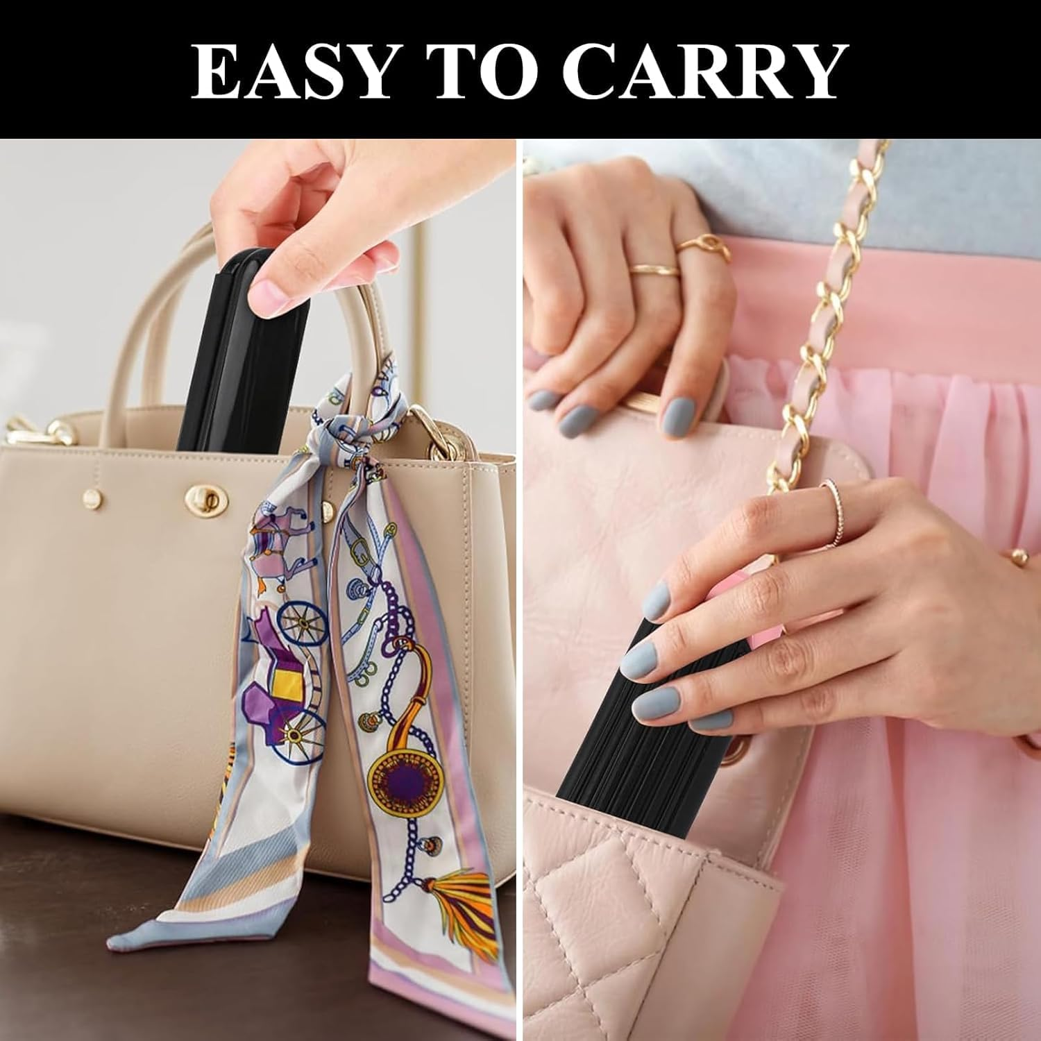 Travel Folding Pocket Hair Brush with Mirror,2Pcs Small Foldable Hair Comb,Small Foldable Hair Comb Portable Compact Hair Brush Mini Hairbrush Pocket Hair Brush with Mirror image number 5