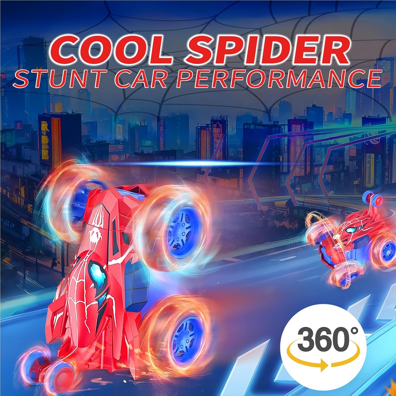 Spider Remote Control Car RC Cars Toys,With Headlight Double Sided Off-Road 360&deg; Rotating Rechargeable 4WD RC Stunt Car Indoor Outdoor Spider Toys for Boys Age 4-12 image number 6