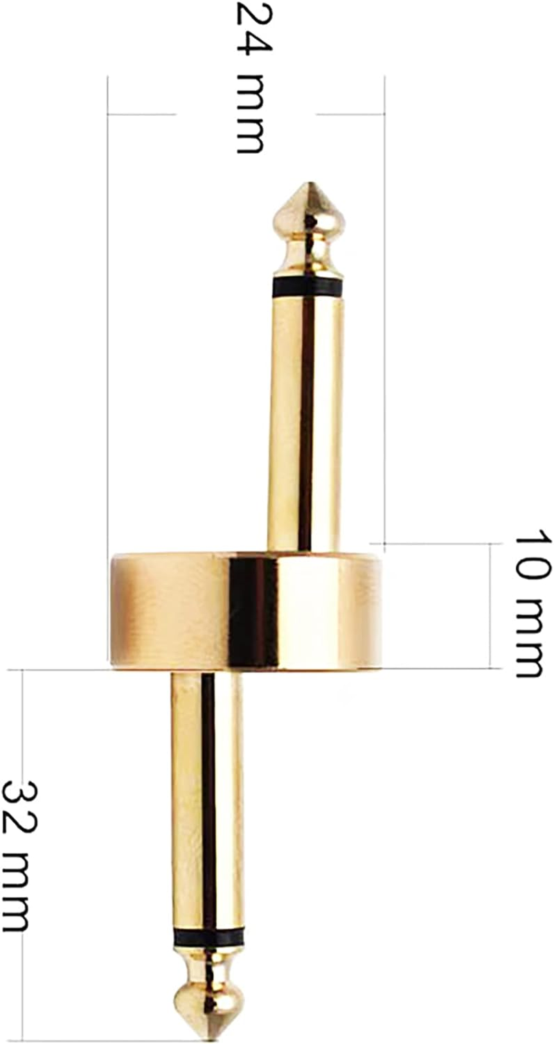 4Pack Tunghey 1/4 Inch Pedals Coupler Z Type 6.3Mm Guitar Pedal Connectors TS Copper Male Connector for Effect Pedalboard Space Saving Gold Plated