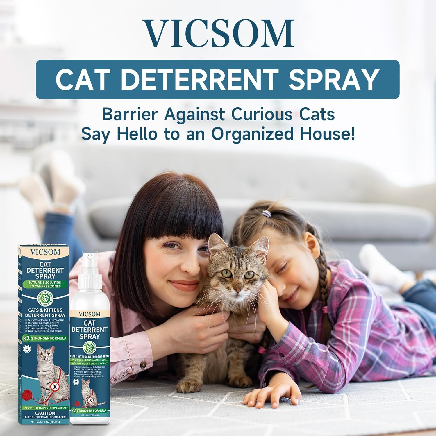 VICSOM Cat Repellent Spray 200Ml, Cat Deterrent Spray Indoor Outdoor, Natural anti Scratch Cat Spray for Scratching, No Trace Cat Spray Deterrent for Cats Kitten Training Aid Protect Furniture Garden image number 4