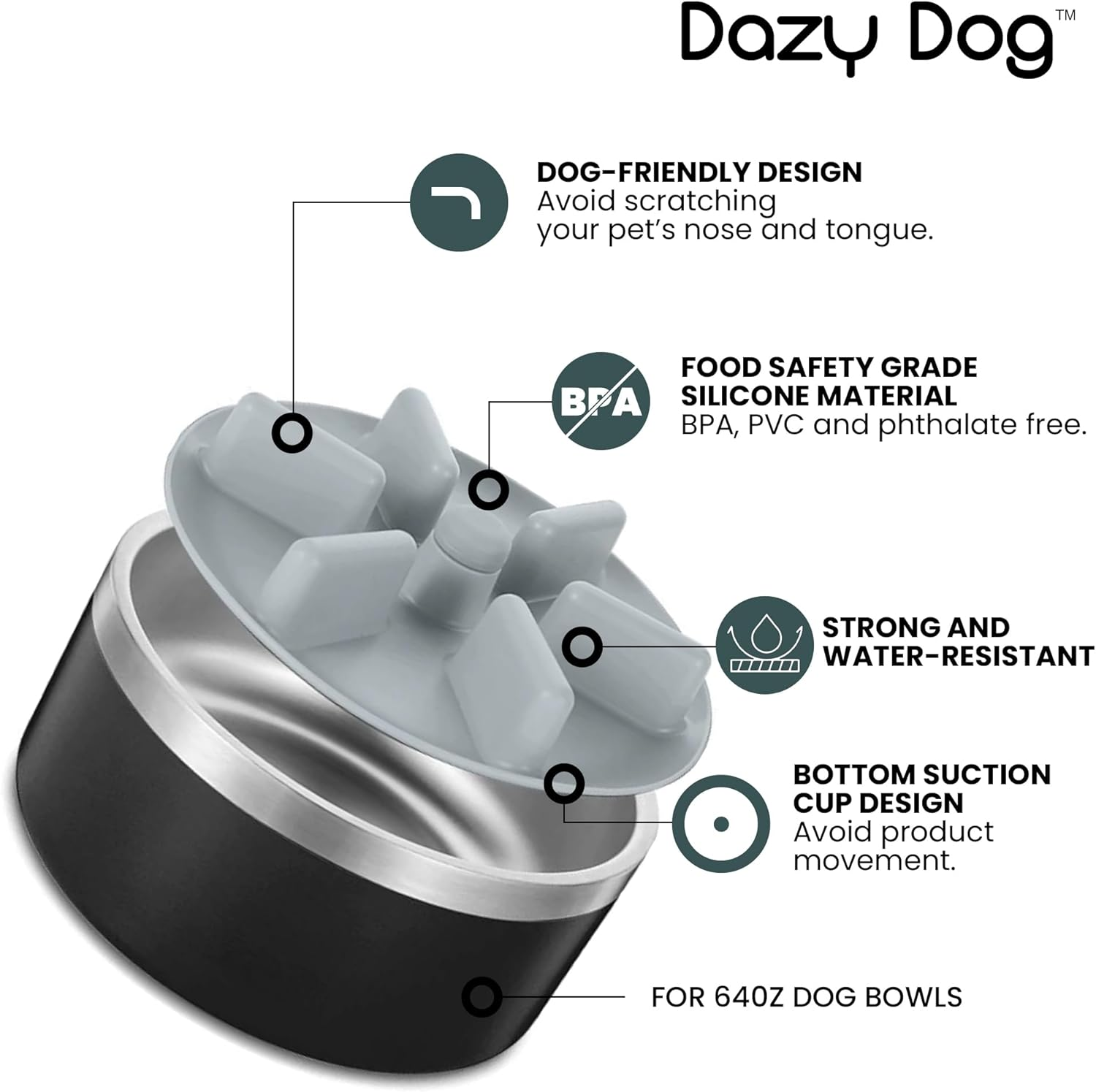 Dazy Dog Slow Feeder Insert for Bowl - Compatible with Dazy Dog Bowls - Promote Healthy Eating Habits image number 5