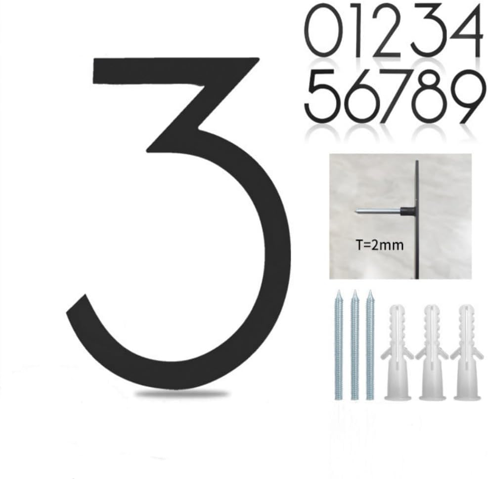 12" Large Stainless Steel Floating House Number, Metal Modern House Numbers, Mailbox Decor Number with Nail Kit for Outdoor Mailbox Yard Home Wall Doorgarage Gate,Coated Black (Black-4) - Black-1 image number 2